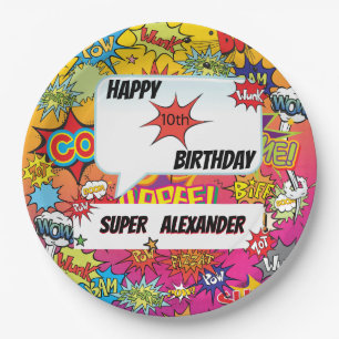 Assiettes En Carton Superhero Awesome Kid Comic Plaque de papier d'ann