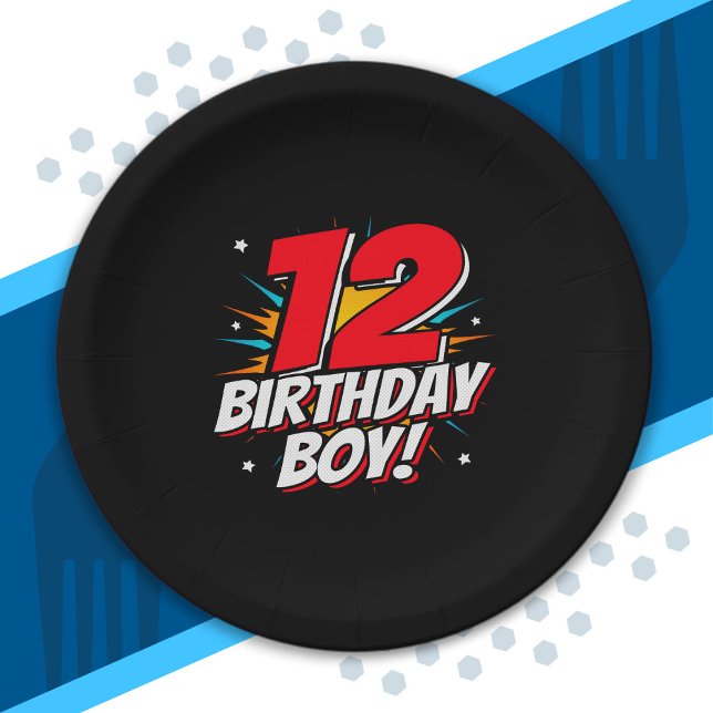 Assiettes En Carton Superhero Birthday - 12 ans d'âge - 12 ans d'anniv (Créateur téléchargé)