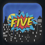 Assiettes En Carton Superhero Comic 5e Plaque de fête d'anniversaire<br><div class="desc">Célébrez le 5e anniversaire de votre petit super-héros avec ces plaques de fête 5 Anniversaire Superhero Comic dynamiques! Ces assiettes vibrantes et amusantes sont dotées d'une bande dessinée audacieuse, idéale pour ajouter une touche d'excitation à votre décor de fête. Que vous serviez des gâteaux, des collations ou un repas complet,...</div>