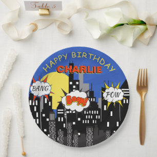 Assiettes En Carton Superhero Thème Anniversaire
