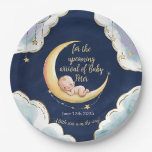 Assiettes En Carton Sur la lune Bébé Baby shower à thème céleste