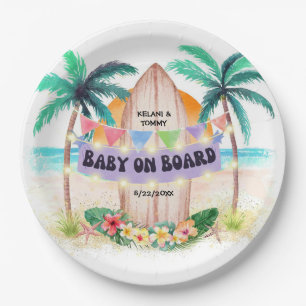 Assiettes En Carton Surf et mer Baby On Board Beach Baby shower