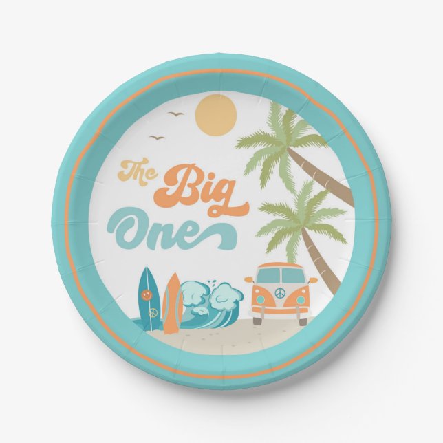 Assiettes En Carton Surf Surf Beach Plaques papier fête d'anniversaire (Devant)