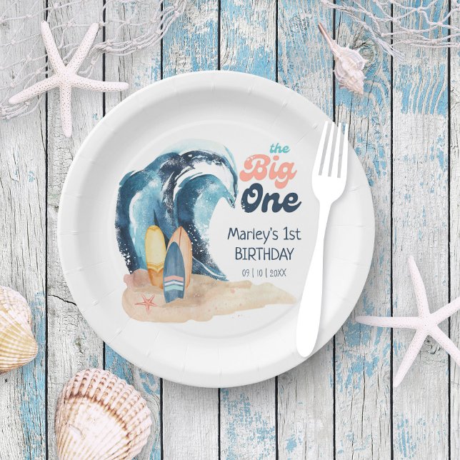 Assiettes En Carton Surf | The Big One Beach Baby 1er anniversaire (Créateur téléchargé)
