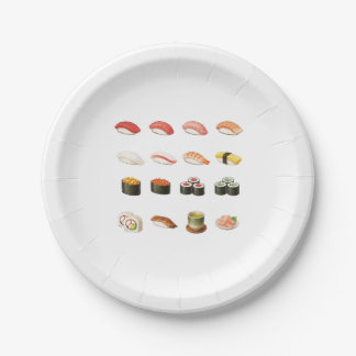 Assiettes En Carton Sushi Paper Plates – Japanese Food Party Design