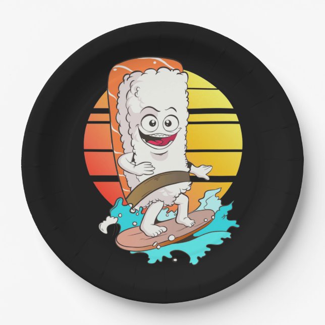 Assiettes En Carton Sushi surf (Devant)