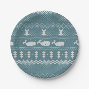 Assiettes En Carton Sweat de Noël Motif Knished Baleine Scandi