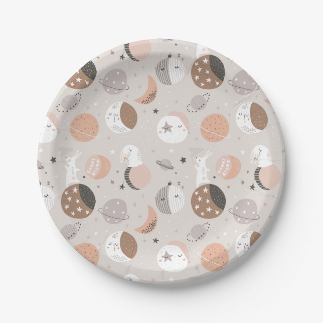 Assiettes En Carton Sweat Dream Bunnies Dans Motif spatial (Devant)