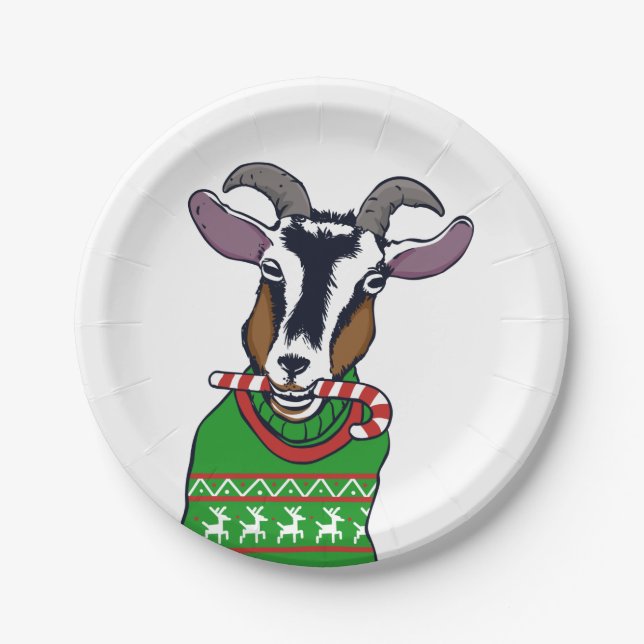 Assiettes En Carton Sweater de Goat Christmas (Devant)