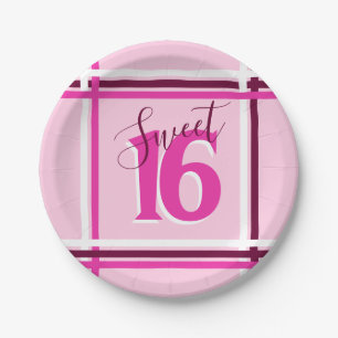 Assiettes En Carton SWEET 16 Hot Pink 16th Birthday Party Event Modern