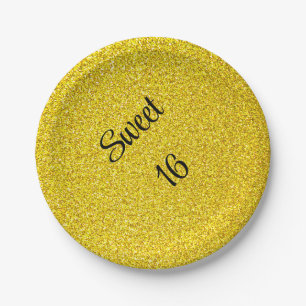 Assiettes En Carton Sweet 16 Seteen Gold Parties scintillant fête d'an