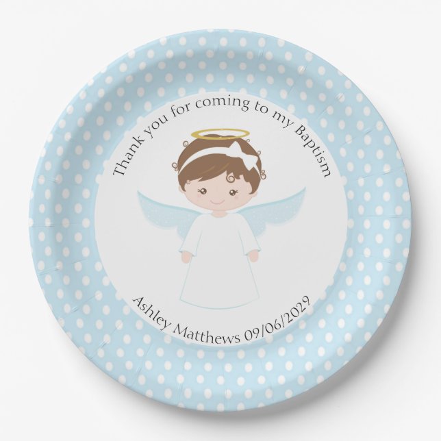 Assiettes En Carton Sweet Angel Baptism Premier Parti Communion (Devant)