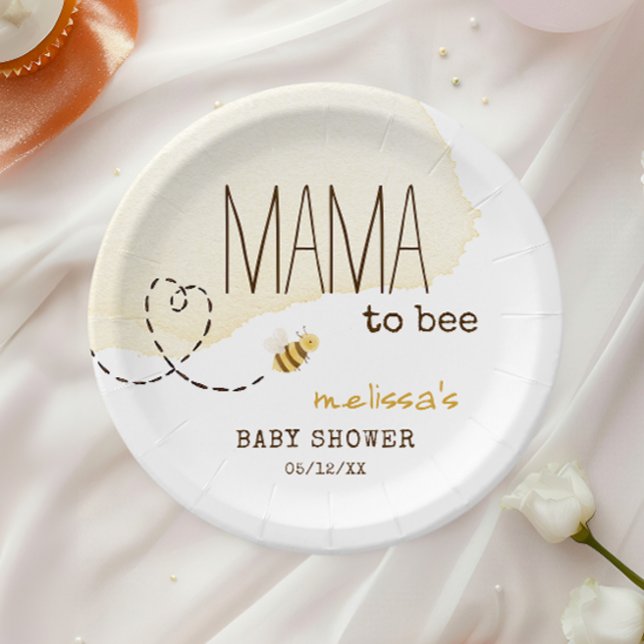 Assiettes En Carton Sweet Bumblebee Mama à être Baby shower (Créateur téléchargé)