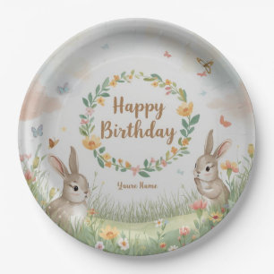 Assiettes En Carton Sweet Bunny Meadow Anniversaire Plaque papier de f