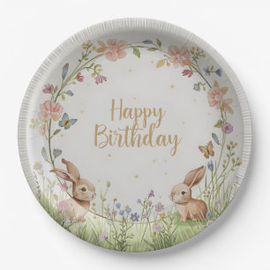 Assiettes En Carton Sweet Bunny Meadow Anniversaire Plaque papier de f