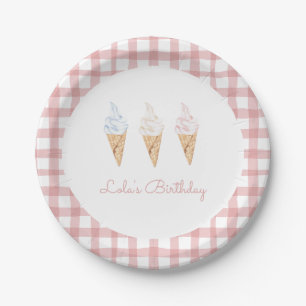 Assiettes En Carton Sweet Celebration Glace Crème rose Anniversaire