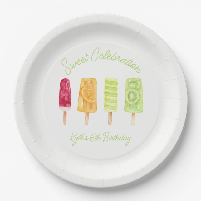 Assiettes En Carton Sweet Celebration Popsicle anniversaire (Devant)