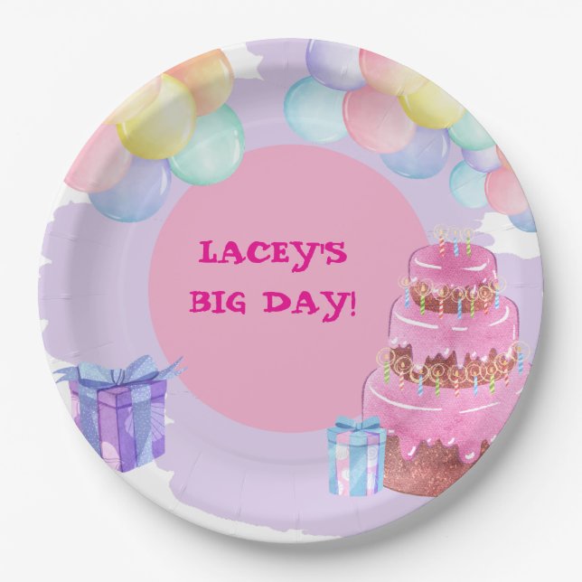 Assiettes En Carton Sweet Celebration : Purple Anniversaire Papier Nap (Devant)