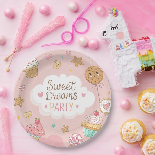 Assiettes En Carton Sweet Dreams Party – Cute Pastel Dessert Celebrati (Fête)