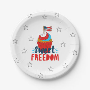 Assiettes En Carton Sweet Freedom Cupcake 4 juillet Art 4 juillet