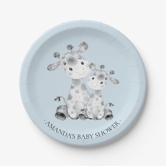 Assiettes En Carton Sweet Giraffe Boys Baby shower 7" Plaque (Devant)