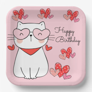 Assiettes En Carton Sweet Hearts Kitten, Are You Kitten Me Anniversair