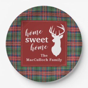 Assiettes En Carton Sweet Home Famille Tartan Plaid Personnalisé