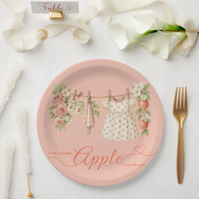 Assiettes En Carton Sweet Little Apple Baby Shower | Fall Rustic Baby  (Mariage)