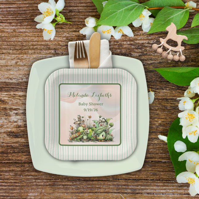 Assiettes En Carton Sweet Little Caterpillar Garden Baby Shower Party (Créateur téléchargé)