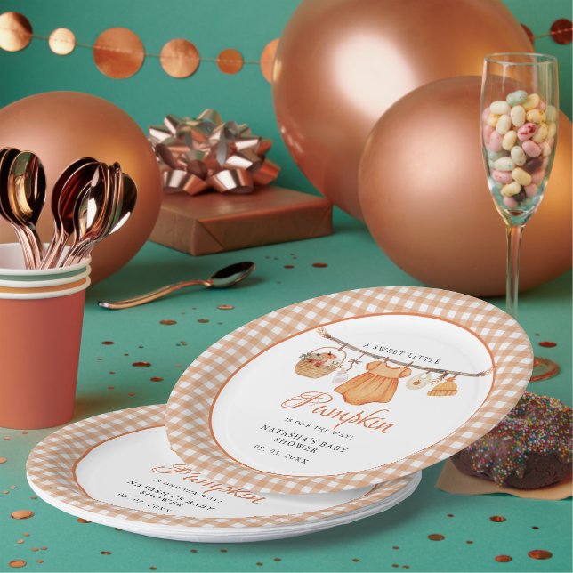 Assiettes En Carton Sweet Little Citrouille baby shower d'automne (Multi)