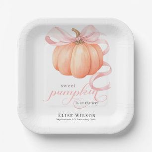 Assiettes En Carton Sweet Little citrouille rose arc est en chemin