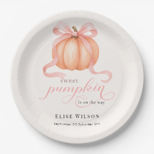 Assiettes En Carton Sweet Little citrouille rose arc est en chemin
