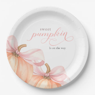 Assiettes En Carton Sweet Little citrouille rose arc est en chemin