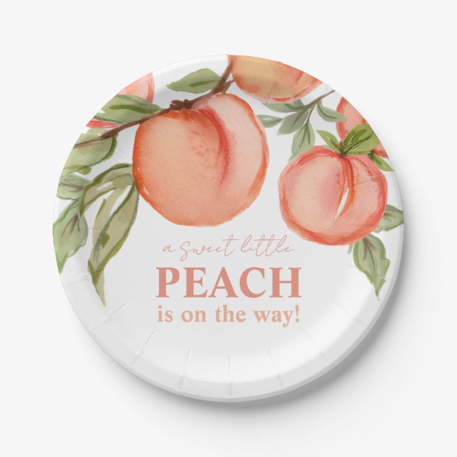 Assiettes En Carton Sweet Little Peach Baby Shower  (Devant)