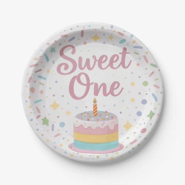 Assiettes En Carton Sweet One 1st Birthday Paper Plate (Devant)