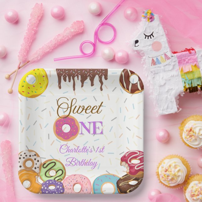 Assiettes En Carton Sweet One 1st Birthday Party Plate | Personnalisab (Fête)