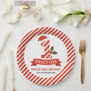 Assiettes En Carton Sweet One Christmas First Birthday Invitation