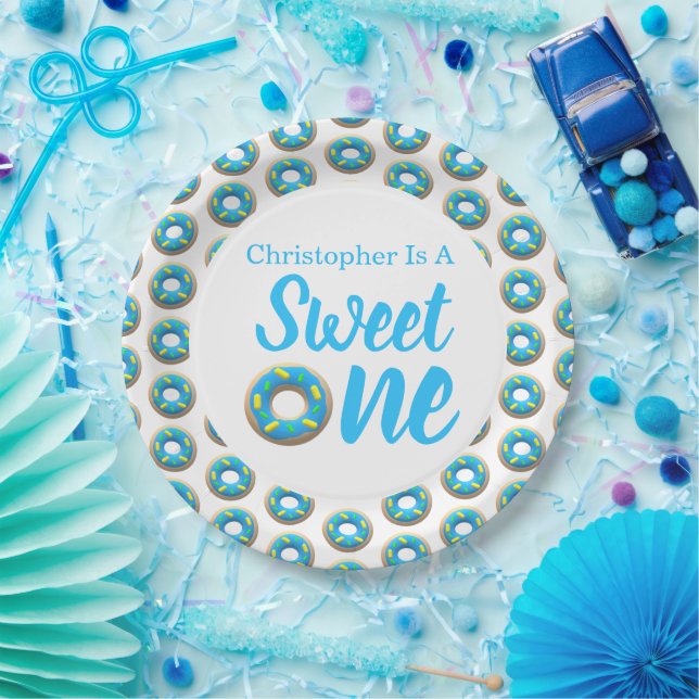 Assiettes En Carton Sweet One Donut 1er anniversaire (Fête)