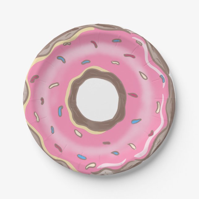 Assiettes En Carton Sweet One Girl Pink Donut Anniversaire (Devant)