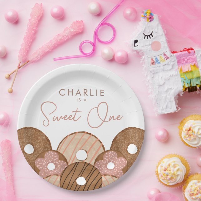 Assiettes En Carton Sweet One Girls Donut Anniversaire (Fête)