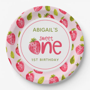 Assiettes En Carton Sweet One Strawberry Premier anniversaire