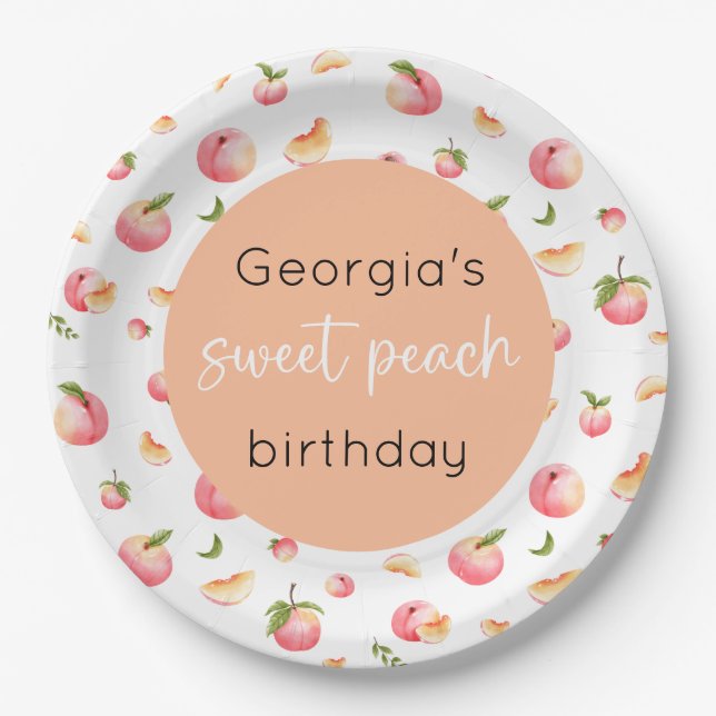 Assiettes En Carton Sweet Peach 1er anniversaire (Devant)