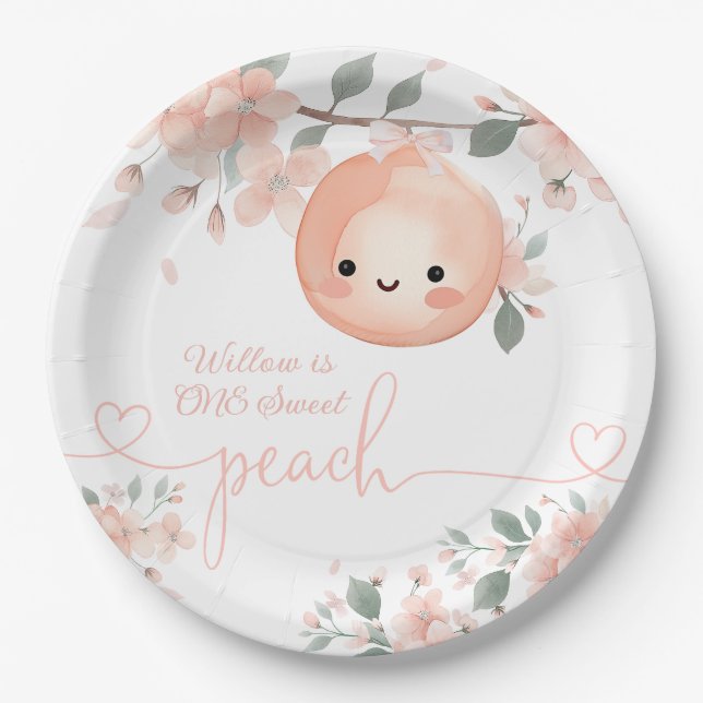 Assiettes En Carton Sweet Peach 1er anniversaire (Devant)