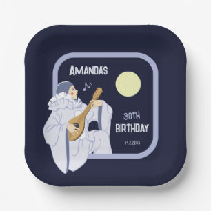 Assiettes En Carton Sweet Pierrot clown jouant lute CC1271 anniversair