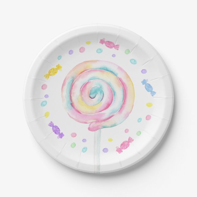 Assiettes En Carton Sweet Shop Lollipop Candy Anniversaire (Devant)