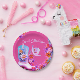 Assiettes En Carton Sweet sixteen 16e fille-fille Floral rose annivers