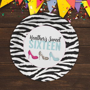 Assiettes En Carton Sweet sixteen Anniversaire Fille Rose Whimsical Ch