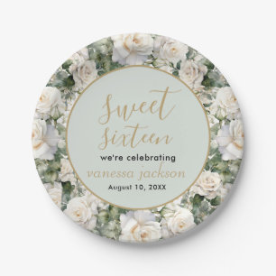 Assiettes En Carton Sweet sixteen d'or rose rose rousse rustique