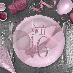 Assiettes En Carton Sweet sixteen étincelant ID652 rose orchidée