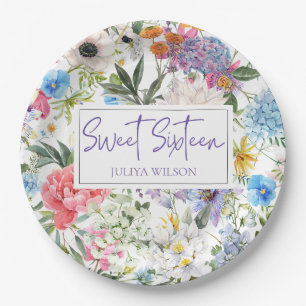 Assiettes En Carton Sweet sixteen jardin de fleurs Plaque de papier